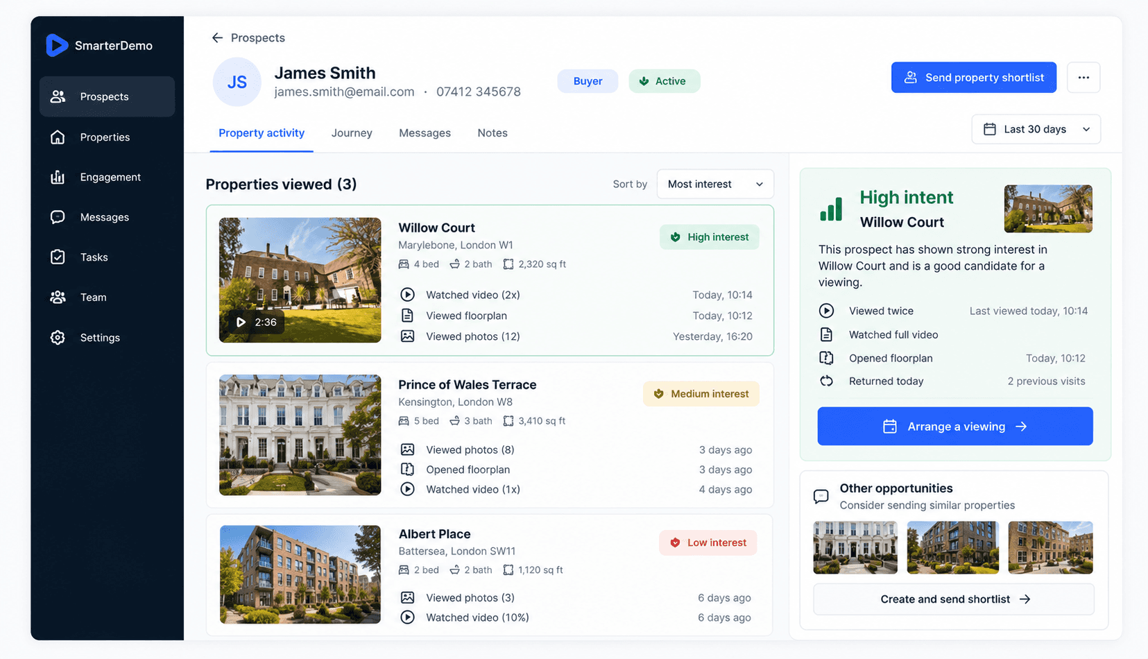 Estate agency example on SmarterDemo