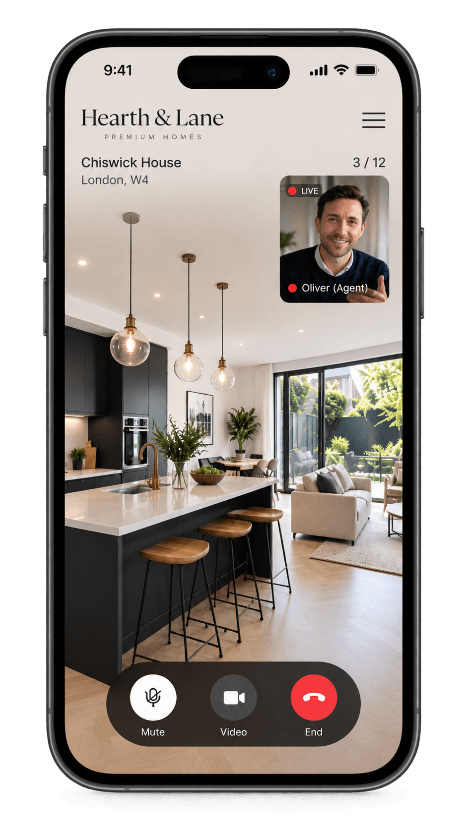 Agent-guided live property viewing on a phone